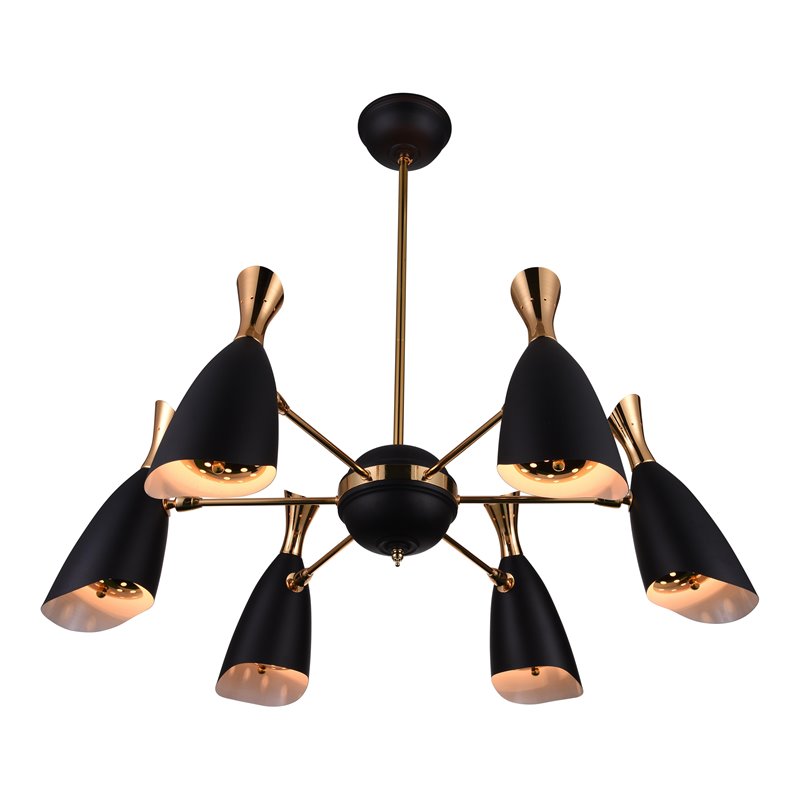 CWI Lighting Rolin 12 Light Down Transitional Metal Chandelier in Black/Gold