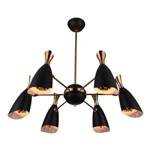 CWI Lighting Rolin 12 Light Down Transitional Metal Chandelier in Black/Gold