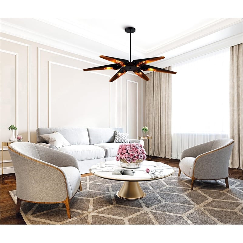 CWI Lighting Amar 6 Light Transitional Metal Chandelier in Matte Black