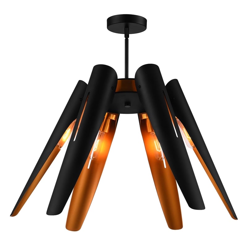 CWI Lighting Amar 6 Light Transitional Metal Chandelier in Matte Black