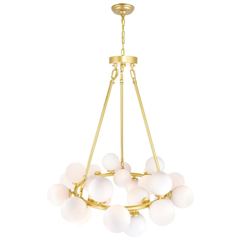 CWI Lighting Arya 25 Light Contemporary Metal Chandelier in Satin Gold
