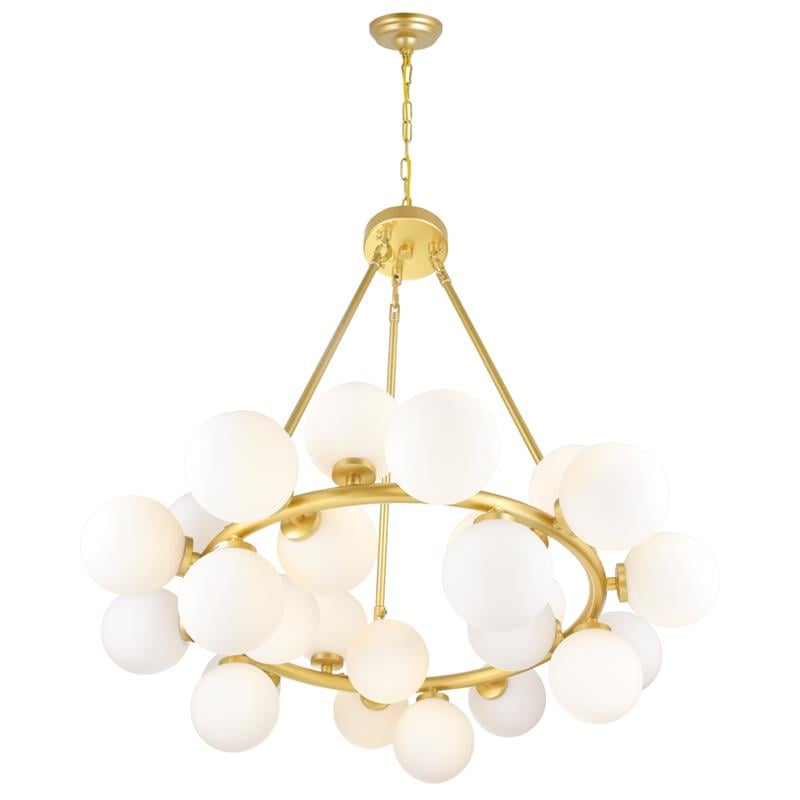 CWI Lighting Arya 25 Light Contemporary Metal Chandelier in Satin Gold