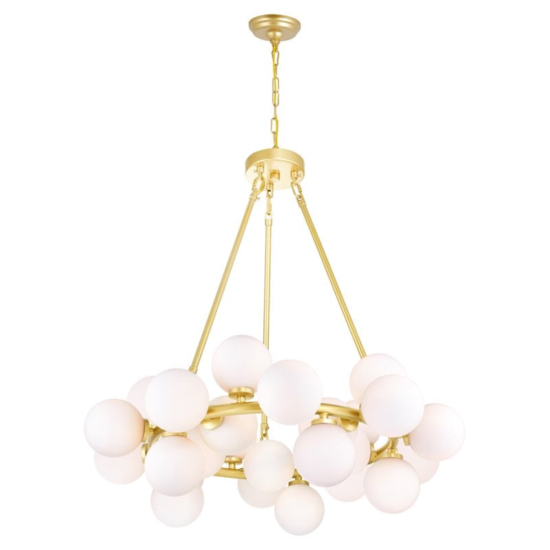 CWI Lighting Arya 25 Light Contemporary Metal Chandelier in Satin Gold
