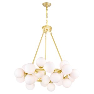 CWI Lighting Arya 25 Light Contemporary Metal Chandelier in Satin Gold