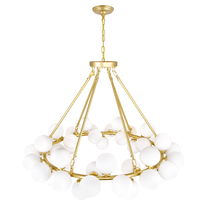 CWI Lighting Arya 45 Light Contemporary Metal Chandelier in Satin Gold