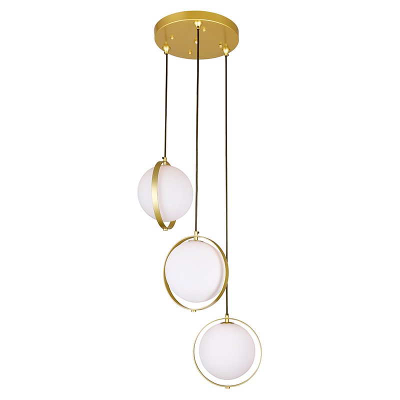 CWI Lighting Da Vinci 3 Light Contemporary Metal Pendant in Brass