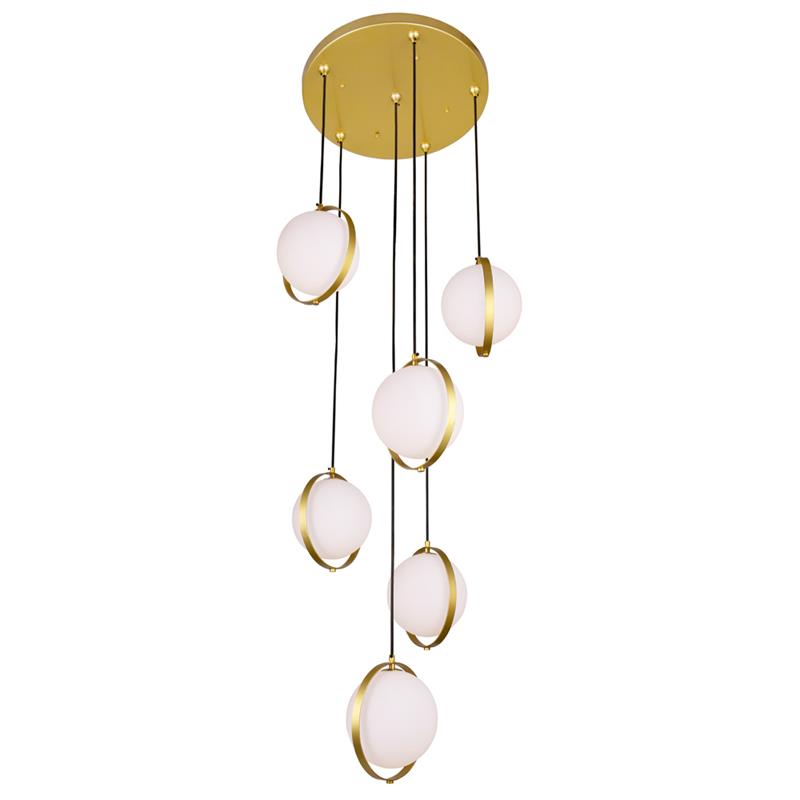 CWI Lighting Da Vinci 6 Light Contemporary Metal Pendant in Brass
