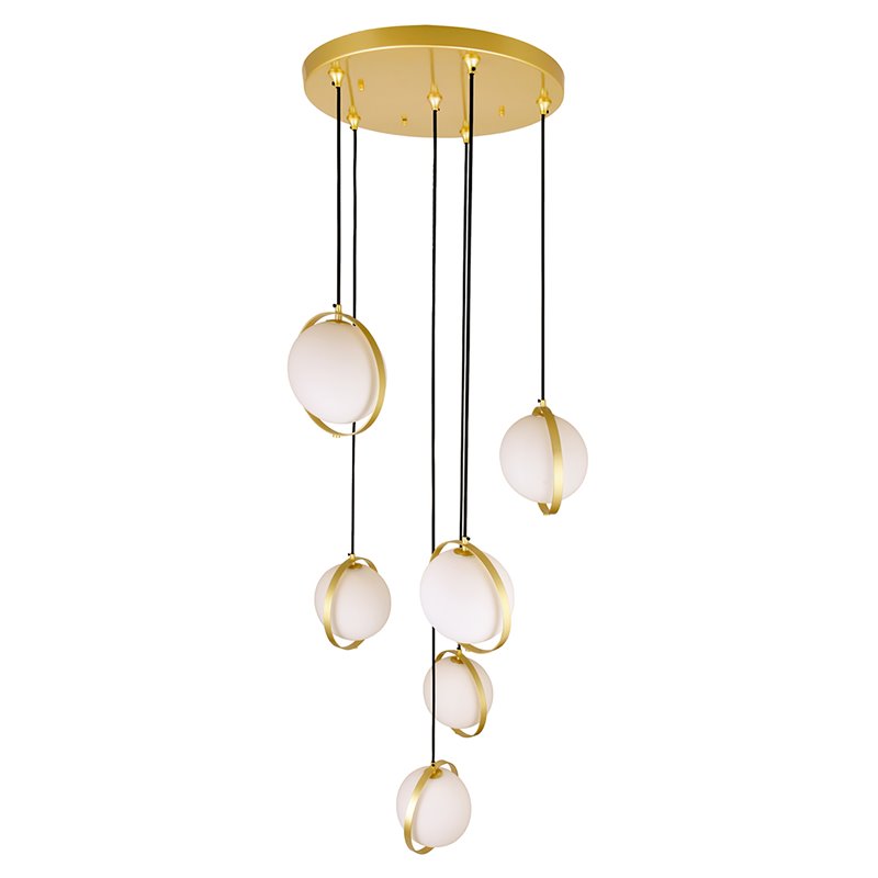CWI Lighting Da Vinci 6 Light Contemporary Metal Pendant in Brass
