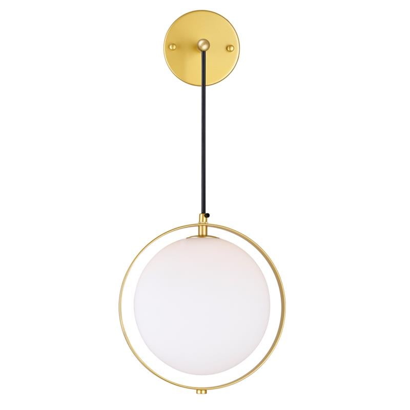 CWI Lighting Da Vinci 1 Light Contemporary Metal Wall Light in Brass