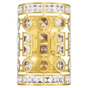cwi lighting belinda 2 light transitional metal wall sconce in champagne gold