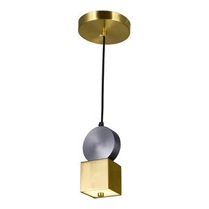 CWI Lighting Saleen Contemporary Metal LED Mini Pendant in Brass/Black