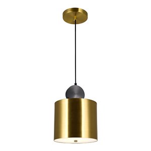 CWI Lighting Saleen Contemporary Metal LED Mini Pendant in Brass/Black