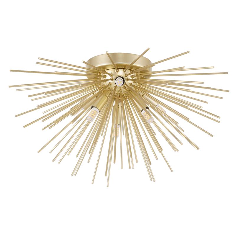 CWI Lighting Savannah 6 Light Contemporary Metal Flush Mount in Gold Leaf