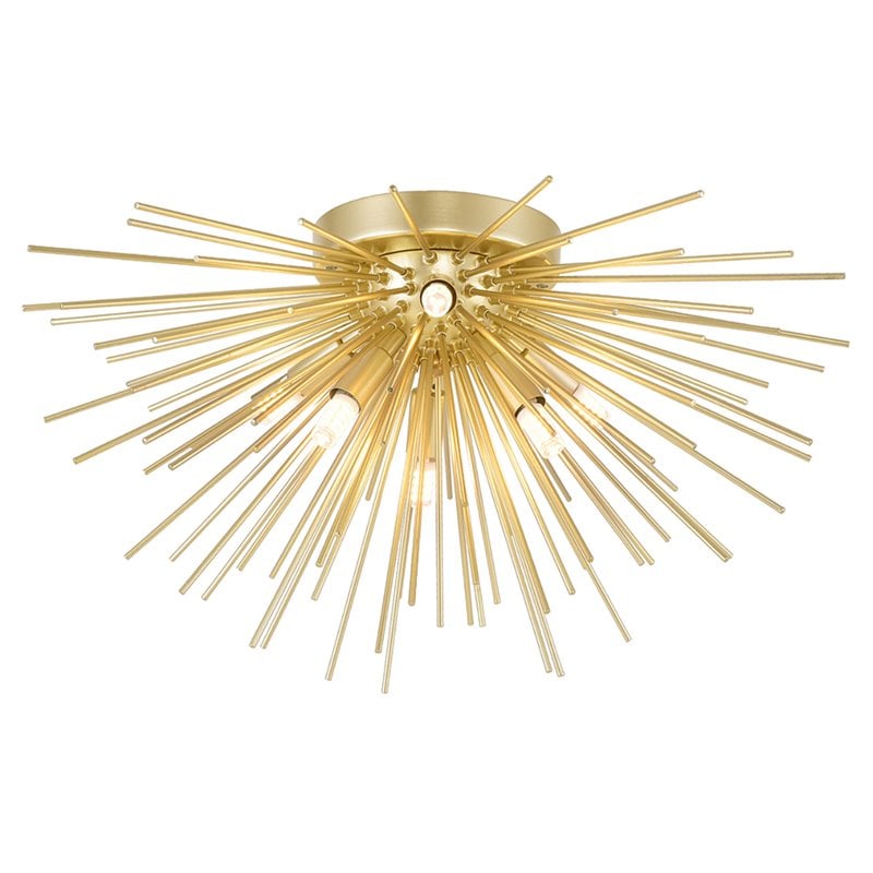 CWI Lighting Savannah 6 Light Contemporary Metal Flush Mount in Gold Leaf
