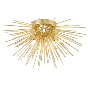 CWI Lighting Savannah 6 Light Contemporary Metal Flush Mount in Gold Leaf