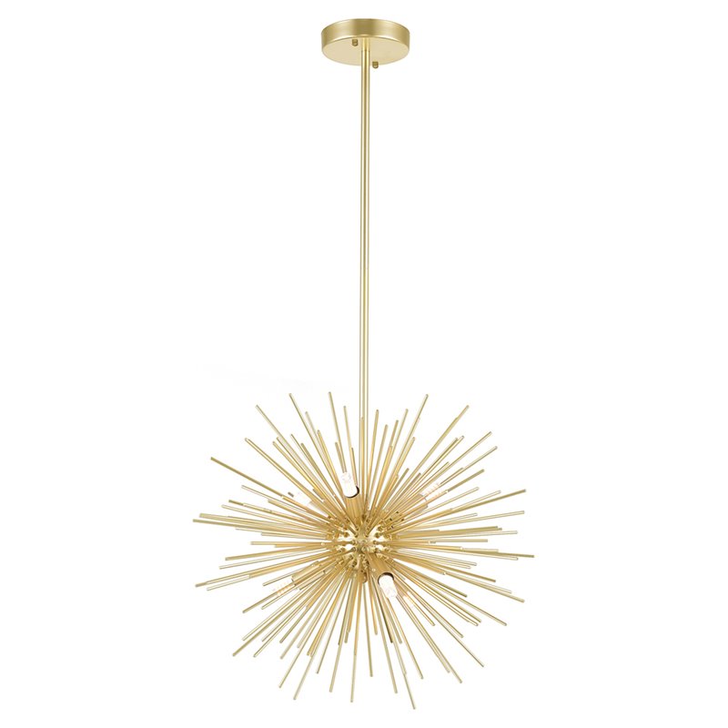 CWI Lighting Savannah 6 Light Contemporary Metal Chandelier in Gold Leaf