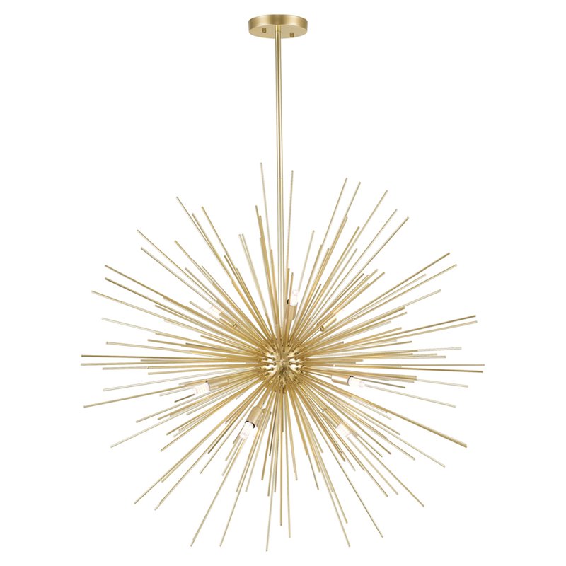 CWI Lighting Savannah 9 Light Contemporary Metal Chandelier in Gold Leaf