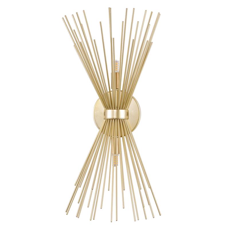 CWI Lighting Savannah 2 Light Contemporary Metal Wall Sconce in Gold Leaf