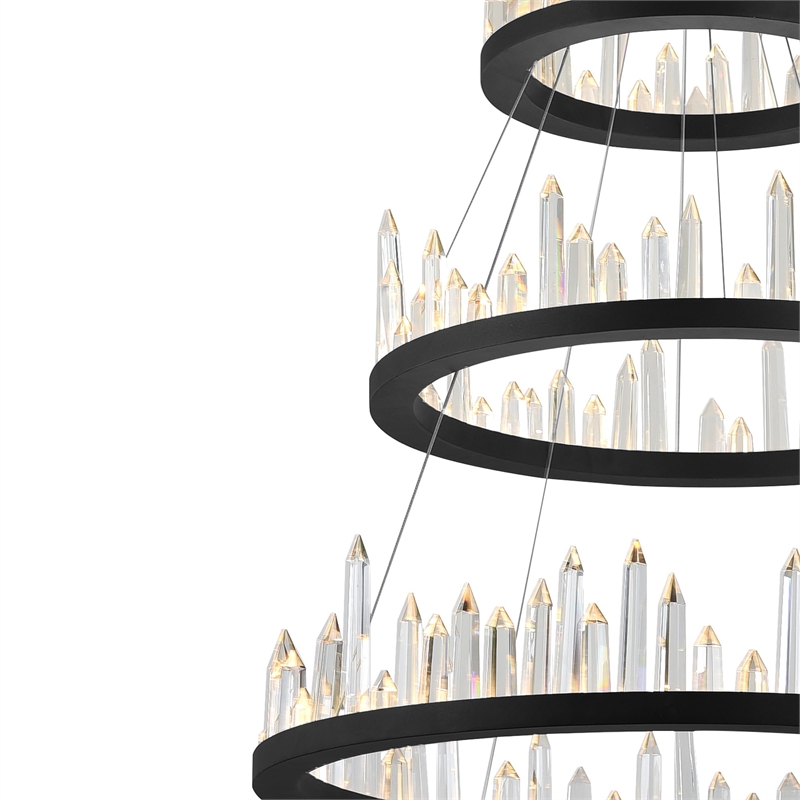 CWI Lighting Transitional Metal LED Chandelier in Black