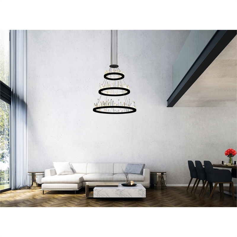 CWI Lighting Transitional Metal LED Chandelier in Black