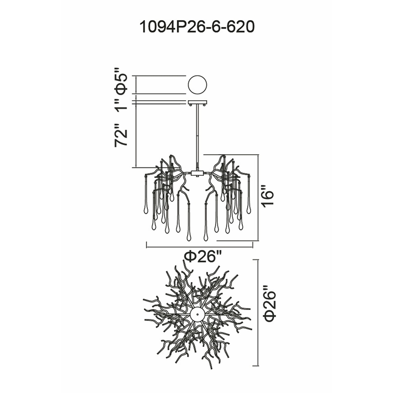CWI Lighting Anita 6 Light Transitional Metal Chandelier in Gold Leaf