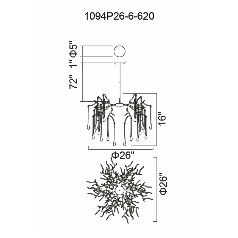 CWI Lighting Anita 6 Light Transitional Metal Chandelier in Gold Leaf