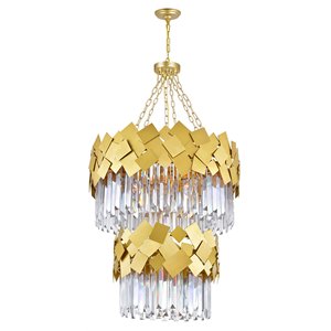 CWI Lighting Panache 10 Light Down Contemporary Metal Chandelier in Gold