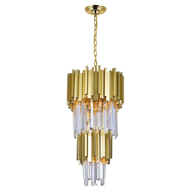 CWI Lighting Deco 4 Light Down Contemporary Metal Mini Chandelier in Gold