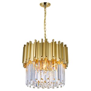 CWI Lighting Deco 4 Light Down Contemporary Metal Chandelier in Gold