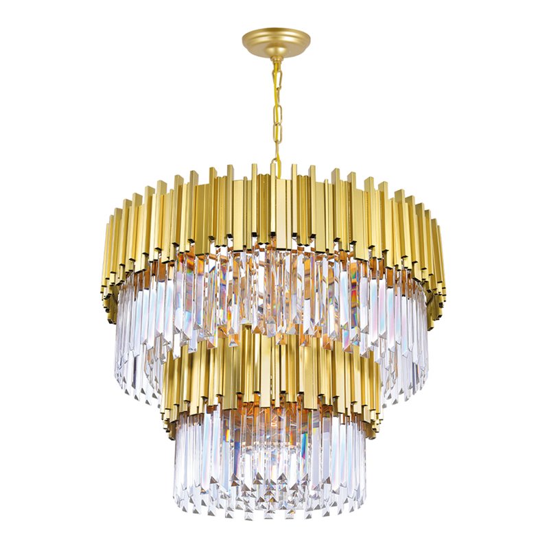 CWI Lighting Deco 12 Light Down Contemporary Metal Chandelier in Gold