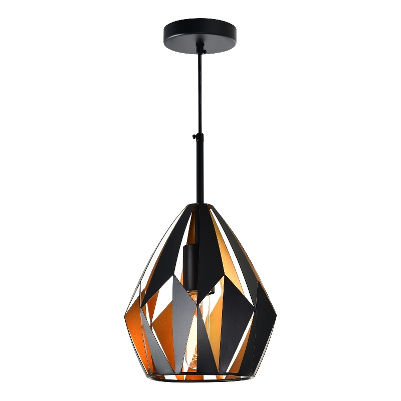CWI Lighting Oxide 1 Light Contemporary Metal Pendant in Black/Copper