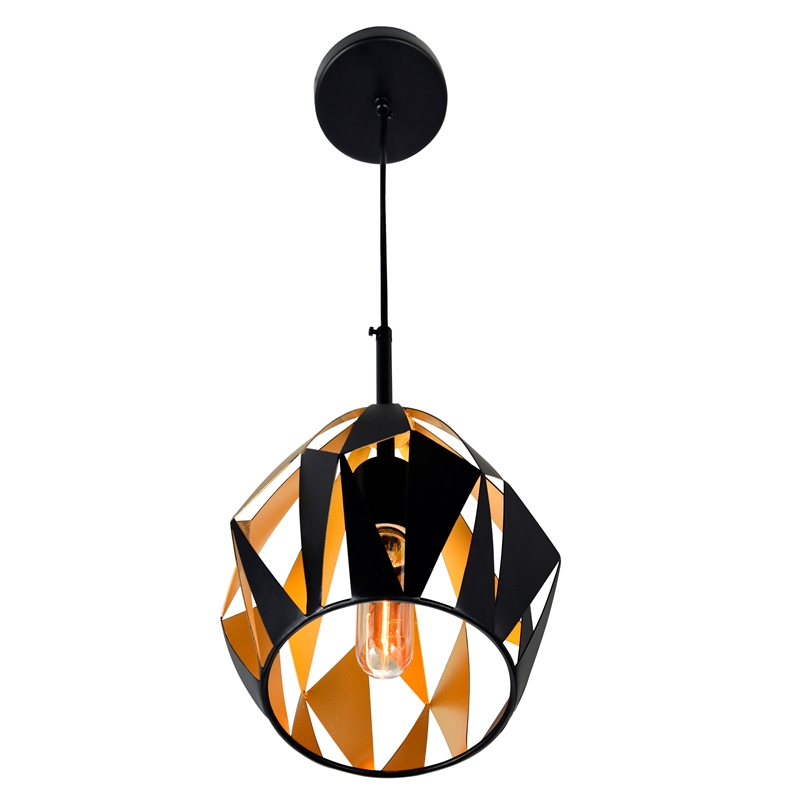 CWI Lighting Oxide 1 Light Contemporary Metal Pendant in Black/Copper