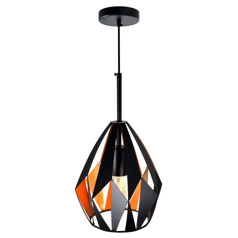 CWI Lighting Oxide 1 Light Contemporary Metal Pendant in Black/Copper