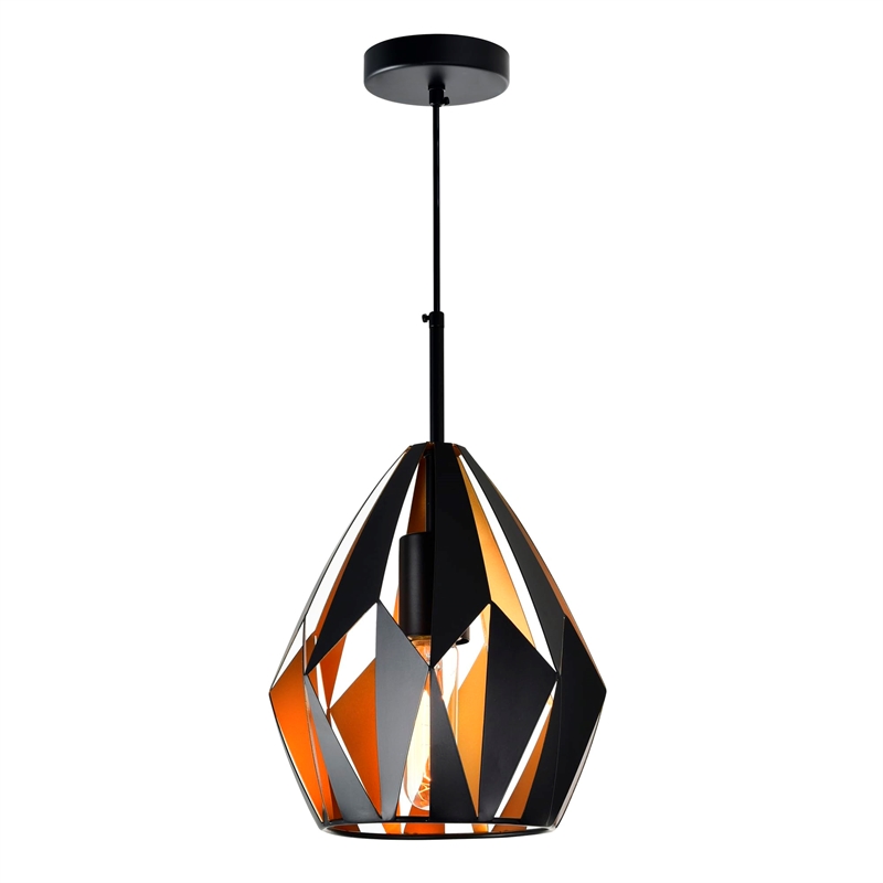 CWI Lighting Oxide 1 Light Down Contemporary Metal Pendant in Black/Copper