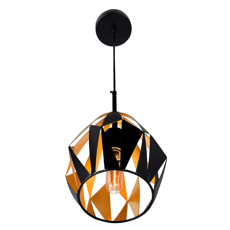 CWI Lighting Oxide 1 Light Down Contemporary Metal Pendant in Black/Copper