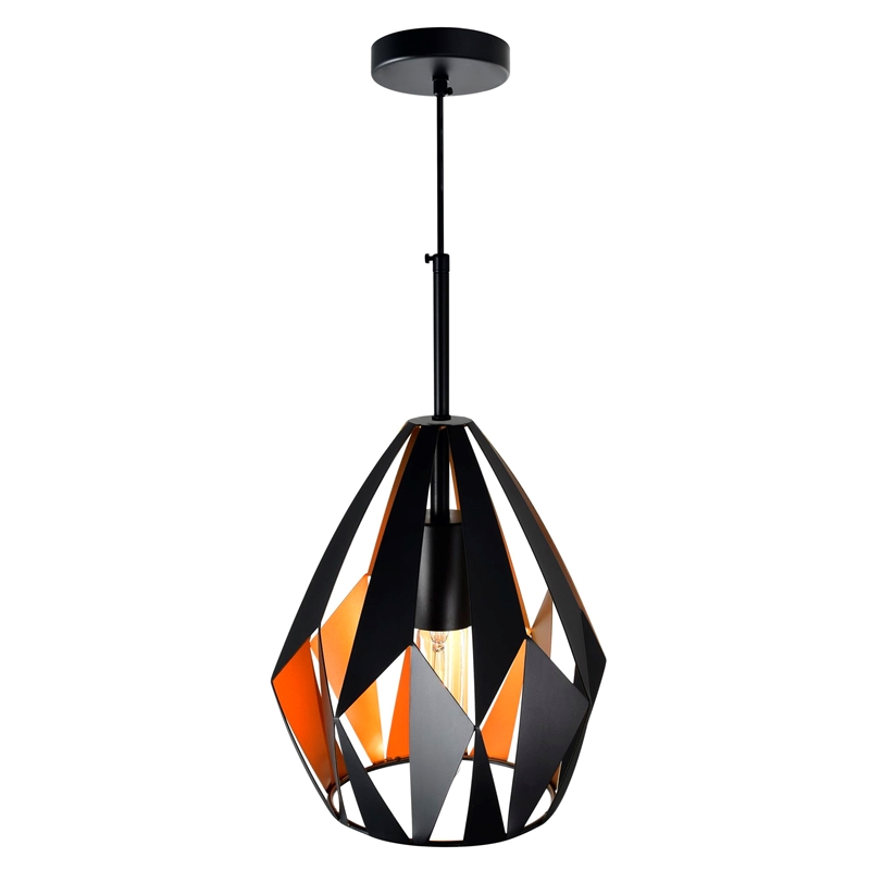 CWI Lighting Oxide 1 Light Down Contemporary Metal Pendant in Black/Copper