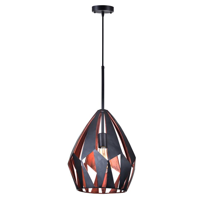CWI Lighting Oxide 1 Light Down Contemporary Metal Pendant in Black/Copper
