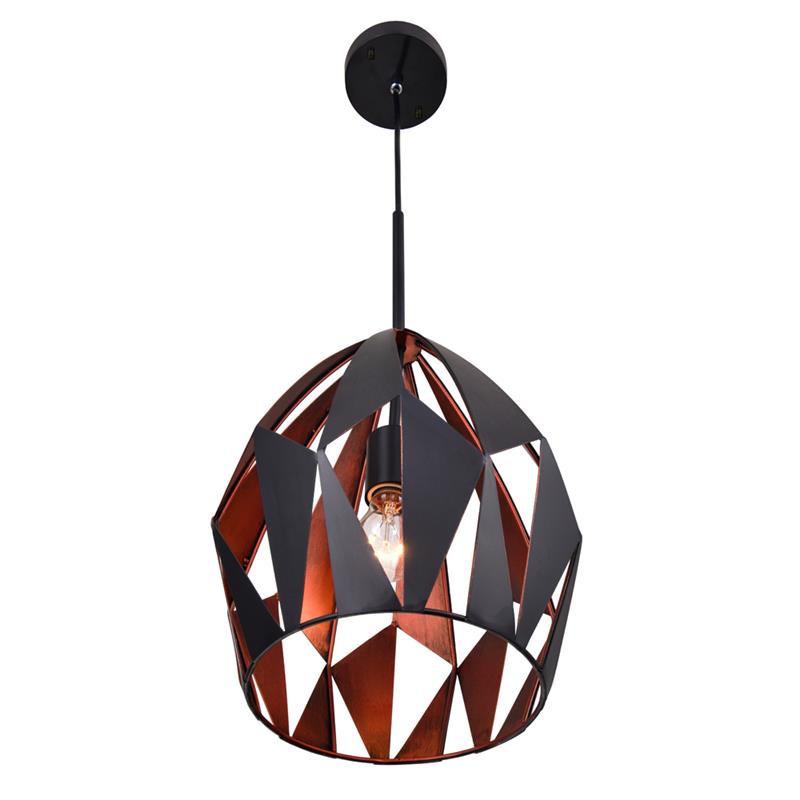 CWI Lighting Oxide 1 Light Down Contemporary Metal Pendant in Black/Copper