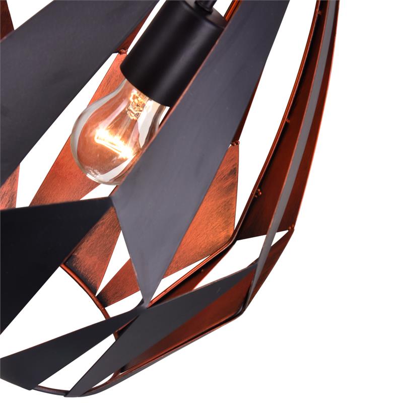 CWI Lighting Oxide 1 Light Down Contemporary Metal Pendant in Black/Copper