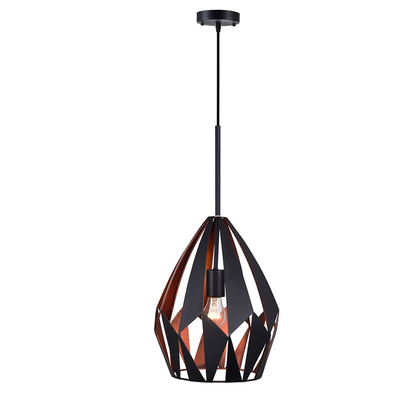 CWI Lighting Oxide 1 Light Down Contemporary Metal Pendant in Black/Copper