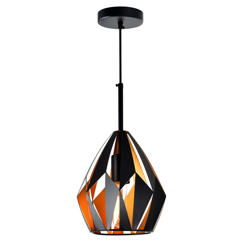 CWI Lighting Oxide 1 Light Down Contemporary Metal Mini Pendant in Black/Copper