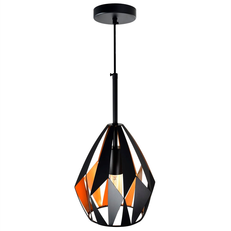 CWI Lighting Oxide 1 Light Down Contemporary Metal Mini Pendant in Black/Copper