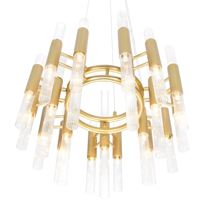 CWI Lighting Orgue 42 LED Light Metal Chandelier in Satin Gold