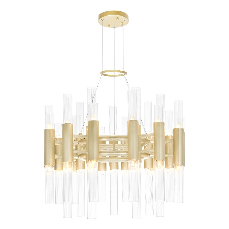 CWI Lighting Orgue 42 LED Light Metal Chandelier in Satin Gold