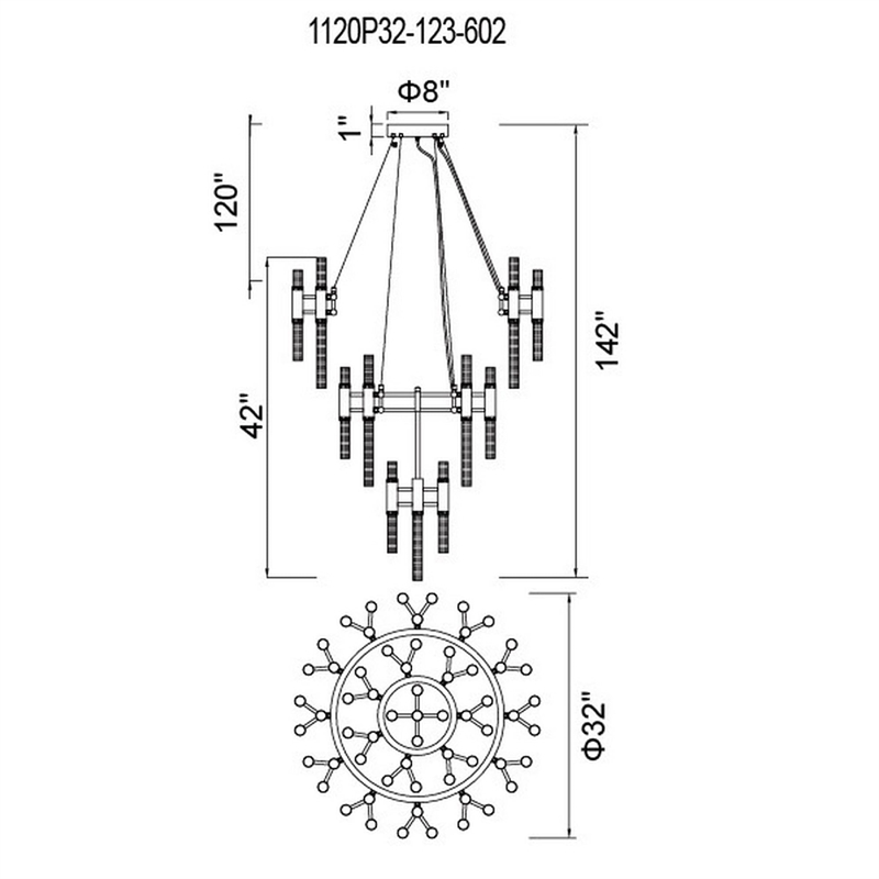 CWI Lighting Orgue 123 Light Metal Chandelier with Dimmer in Satin Gold