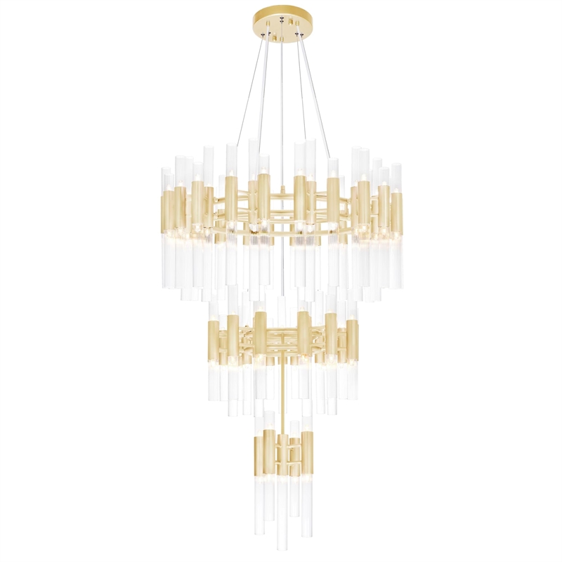 CWI Lighting Orgue 123 Light Metal Chandelier with Dimmer in Satin Gold