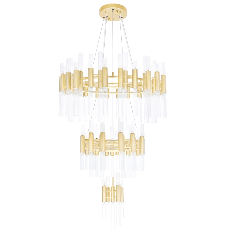 CWI Lighting Orgue 123 Light Metal Chandelier with Dimmer in Satin Gold