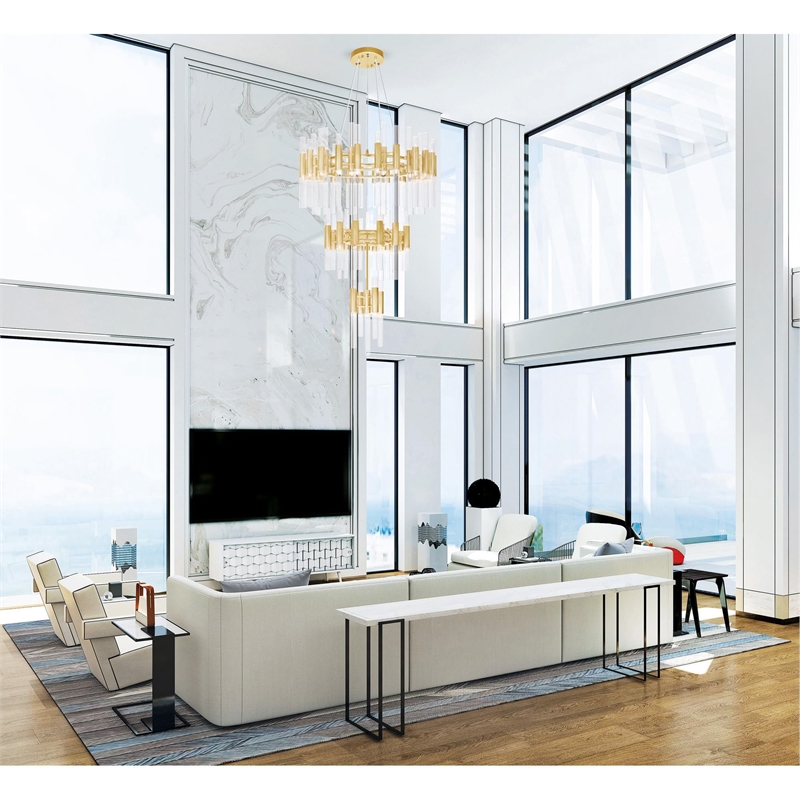 CWI Lighting Orgue 123 Light Metal Chandelier with Dimmer in Satin Gold