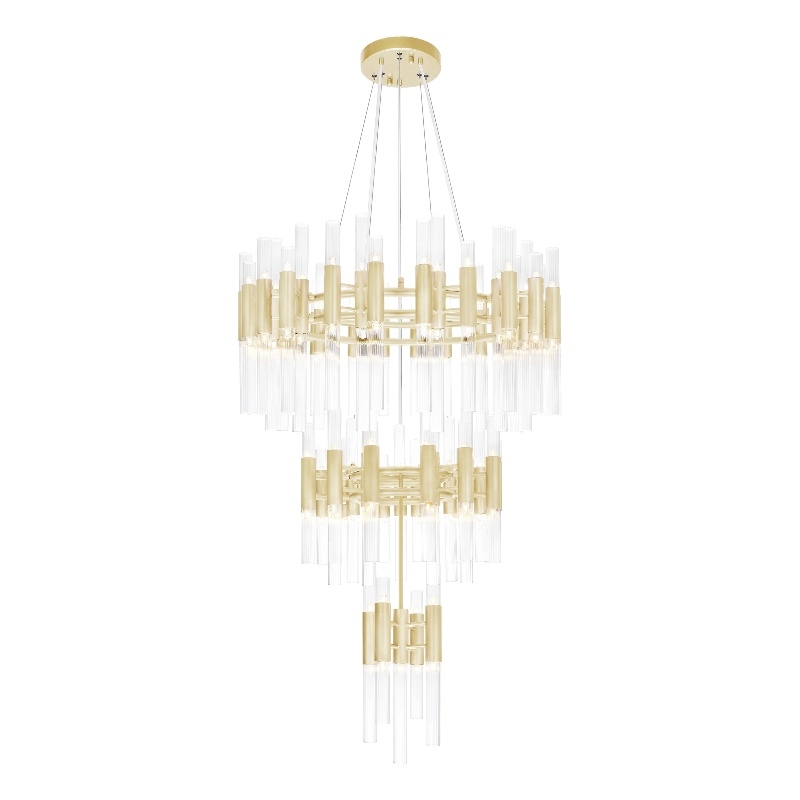 CWI Lighting Orgue 123 Light Metal Chandelier with Dimmer in Satin Gold