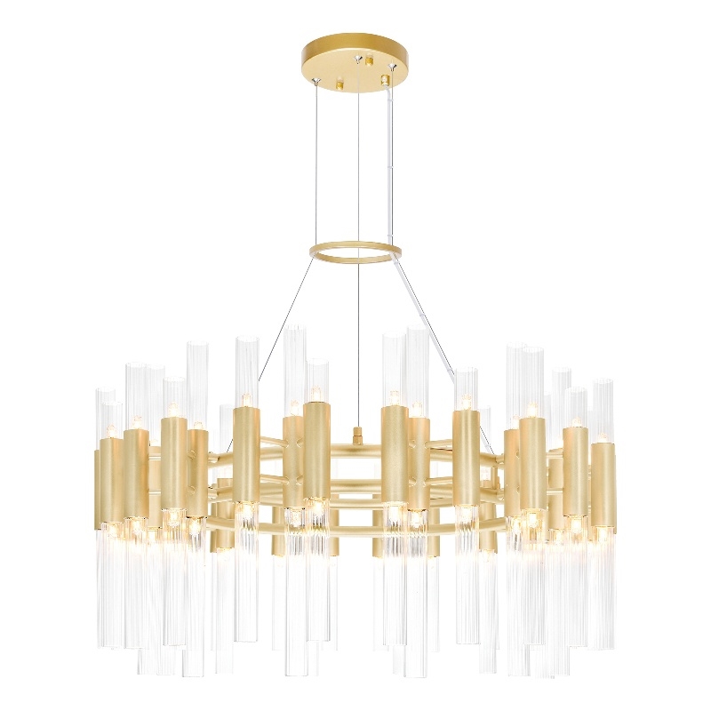 CWI Lighting Orgue 72 LED Light Metal Chandelier in Satin Gold